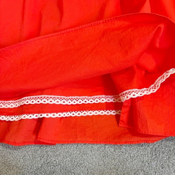 Alex Mill Side Button Cotton Poplin Midi Full Skirt Red Orange Size XL Pockets - Picture 11 of 13